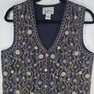 Tantrums Women's Embroidered Navy Vest